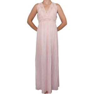 Vintage 70s Texsheen Pink Cottagecore Olga Nightgown Slip Dress
